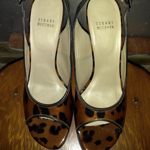 Stuart Weitzman Patent Leather Leopard Slngback - Picture 3 of 8